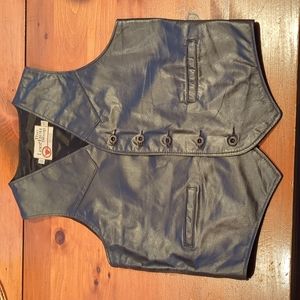 Vintage navy blue leather vest size 40